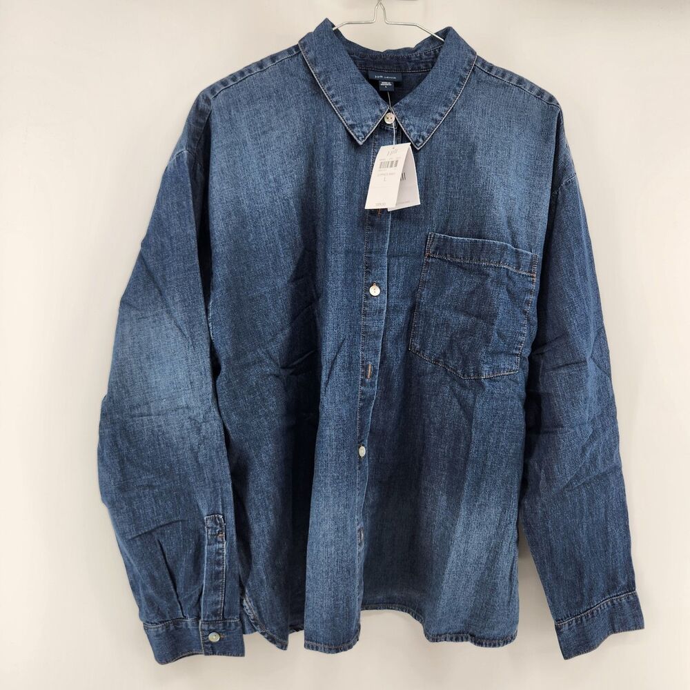 J.Jill Women's‎ Large Cypress Wash Denim Button Front Shirt NWT